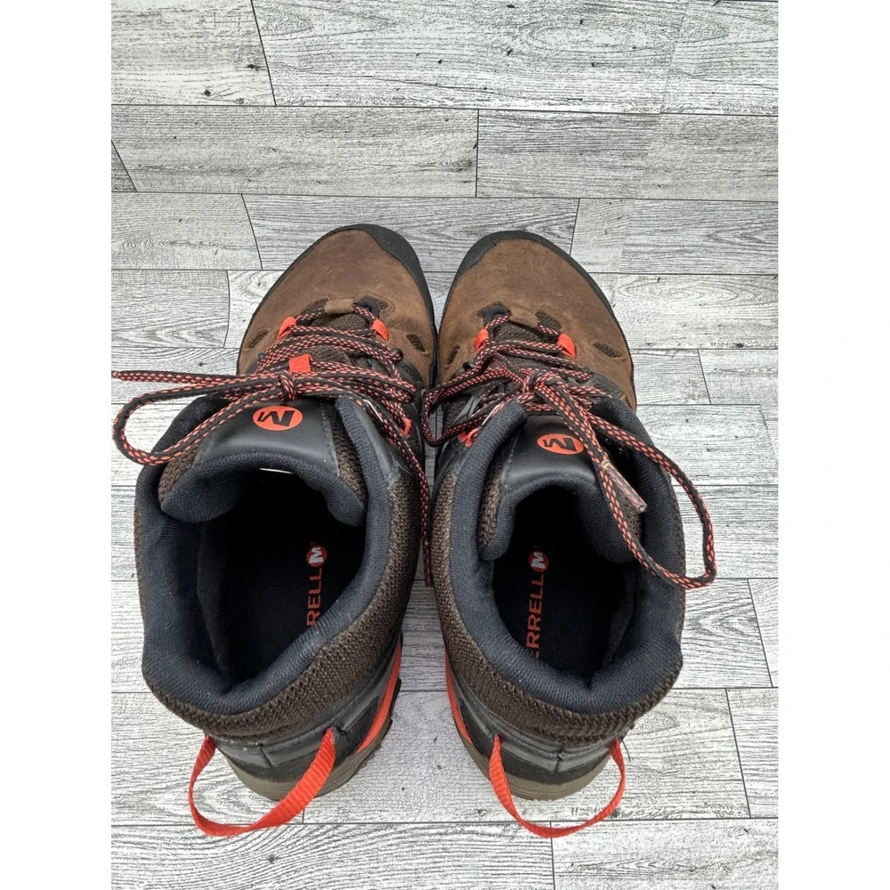 Merrell Clay Performance Men Sz 11.5 Hiking Boots Brown Orange Waterproof J09397